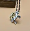 Collar de unicornio vintage de plata de ley 925 colgante tridimensional de doble cara de Pegaso cadena para suéter de personalidad para hombres y mujeres venta al por mayor