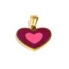 Mengjia Transfronterizo Más Vendido Versátil Color DIY Accesorios Acero Inoxidable Chapado en Oro de 18K Esmalte Corazón Colgante Joyería