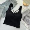 Camisola de Verão Cruzada Costas Bonitas com Cinto Feminino Bojo Fixo Copo Inteiriço Costas Abertas Roupa Íntima Top Estilo Garota Spice