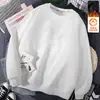 Moletom masculino com gola redonda e estampa, novo produto de outono e inverno, corte solto, forrado com fleece, gola redonda, manga longa, moderno, casual, peça básica versátil para homens estilosos