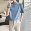Harajuku sin marca artística versátil casual ins simple moderno cuello medio alto manga corta camiseta nueva moda japonesa