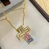 Plata de Ley S925 Colgante de Collar Cruz Colorida Seiko Gama Alta Ins Cadena de Clavícula Retro Desmontable Multiusos