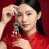 Cadena para Teléfono de Cinabrio de Diseñador con Alto Contenido de Arena Dorada Púrpura, Llavero del Año Zodiacal de Pareja, Colgante para Bolso, Joyería al por Mayor