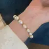 Pulsera de Perlas de Agua Dulce de Forma Irregular Barroca de Acero de Titanio para Mujer, Lujo Ligero, Joyería de Perlas Barrocas Elegante