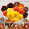 Decorações de Outono para Shopping e Supermercado Ornatos Criativos Pendurados no Teto Lanternas de Ação de Graças Bolas de Flores de Abóbora Bandeiras de Folhas de Bordo