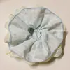 Elástico de Cabelo Vintage Romântico Estilo Francês com Renda Sal Marinho Vazada, Renda Azul Creme, Scrunchie Elegante de Alta Qualidade para Mulheres
