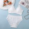 Conjunto de Sujetador y Braguita Sexy de Encaje con Escote en V Profundo, Algodón Puro Transpirable en la Zona Íntima, Lencería Push-Up Estilo Francés para Mujer