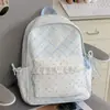 Mochila de estilo coreano, azul y blanca a cuadros, dulce, para estudiantes de secundaria y preparatoria, con un diseño de borde de encaje femenino