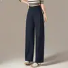 Pantalones de pierna ancha, de tiro alto, casuales, holgados, largos, con una caída favorecedora, efecto adelgazante, estilo de pierna recta, talla grande, adecuados para otoño, cubren las caderas, versátiles y transpirables