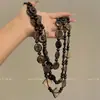 Collar Transfronterizo de Personalidad Exagerada Múltiples Capas Geométricas con Hebilla Retorcida Cadena para Suéter Tejida de Moda Estilo Bohemio con Cuentas