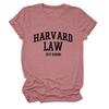 Amazon Ebay Estación Independiente Cómoda Casual Mujer Harvard Law Solo Cuello Redondo Camiseta de Manga Corta al Mayoreo