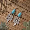 Pendientes de Aro Metálico con Hojas de Estilo Étnico Retro Vintage de Moda para Mujer, Elegantes y Clásicos Accesorios para Orejas con Borlas Exageradas