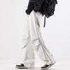 Pantalones de Calle para Hombre Primavera y Otoño Nuevos Overoles Rectos Pantalones Casuales Holgados Tira Reflectante Cintura Elástica Pantalones de Pierna Ancha