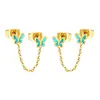 Pendientes Largos Dobles de Cadena Dulces Europeos y Americanos Sencillos Joker Frescos Mariposa Gota de Aceite Acero Inoxidable Dulce Chica Fresca Pendientes de Comercio Exterior