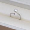 Anillo Abierto Simple de Plata S925 Anillo de Dedo de Cabello Fetal para Mujer Anillo de Dedo Ajustable 4-8 Accesorios DIY de Perlas 1692