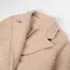 Roupas Femininas Transfronteiriças Novo Estilo Europeu e Americano Casaco de Lã com Cinto de Comprimento Médio de Botão Duplo Casaco de Lã Longo