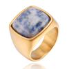 Amazon caliente nuevo anillo retro personalizado para hombre de piedra natural y acero de titanio joyería de acero de titanio de moda venta al por mayor
