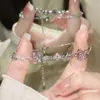 Pulsera de flor de cerezo rosa con pedrería estilo Xiaohongshu, lujo ligero, fresca y elegante, encanto femenino para niñas