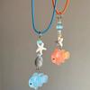 Collar de pez payaso travieso azul glaciar con diseño de nicho para mujer, colgante de cuentas de ópalo, cadena de clavícula con forma de estrella de mar