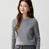 Nuevo Suéter de Punto Trenzado Completo con Cuello Redondo de Cachemira de Cabra para Mujer de Otoño e Invierno, Suéter Grueso de Manga Larga para Mujer, Capa Base de Punto