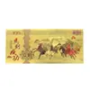 Año del Caballo Billete Conmemorativo con Lámina de Oro Moneda de la Fortuna Suerte Riqueza Dinero Seguro para Madres Buen Comienzo Regalo Zodiaco de Dibujos Animados Sobre Rojo
