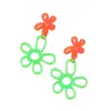 Pendientes Estilo Vacaciones Pendientes de Flor de Acrílico Color Fresco Pequeño Contraste Irregular Hueco Pétalo Pendientes Joyería para Orejas para Mujeres