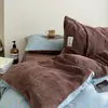 Conjunto de Quatro Peças Novo para o Inverno de 2025 Lado A Algodão Puro Lavado Lado B Veludo de Leite Escandinavo Ins Conjunto de Três Peças para Cama de Dormitório