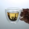 Copo de Vidro Transparente de Borossilicato Alto Doméstico de Camada Dupla em Formato de Coração Resistente ao Calor Copo de Água de Luxo Leve Copo de Café da Manhã
