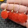 Aretes de Jade Aretes de Roca de Cuarzo Jade Doble Felicidad Aretes Redondos de Hielo Doble Felicidad Aretes Huecos Rojo Sangre de Pollo Aretes Aretes Aretes