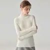 Suéter de Punto 100% Cachemira Pura Cuello Medio Alto para Mujer Otoño Invierno Adelgazante Suave Color Sólido Capa Base Manga Larga