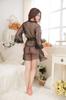 Atacado Lingerie Sexy Feminina Malha Sexy Pijama Renda Quimono Robe Camisola Conjunto de 3 Peças Justo