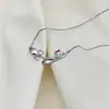 Gato Estrela de Esmalte Branco Doce e Fofo Garfo Colar com Laço de Diamante Rosa Brincos de Nicho Femininos Corrente de Clavícula Tendência