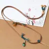 Estilo Nacional Tejido a Mano Colgante de Jade Cuerda de Colgante Thangka Cuerda para Colgar Borla Tibetana Cuerda de Cuero Encerado Colgante de Buda