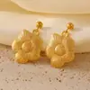 Pendientes de girasol vintage franceses de estilo cortesano, de gran oferta transfronteriza, con diseño moderno y chapado en acero de titanio y oro auténtico de 18 quilates.