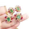 Set de Esmeraldas Naturales Transfronterizo Accesorios para Mujer Nicho Alta Gama Joyería de Plata 925 6*8+5*7 Venta Directa de Fábrica de Joyería