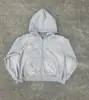 Sudadera con Capucha de Retazos Suelta de Moda Estilo Europeo y Americano con Aspecto Vintage, Unisex, Estilo Callejero Personalizado con Diseño de Cremallera