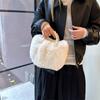 Bolsa Nuvem, Nova Bolsa Pelúcia de Pele de Coelho da Moda Outono e Inverno, Bolsa Transversal Plissada, de Mão, Moderna e Versátil, Peluda Feminina