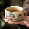 Taza de cerámica Luohan de nueve melocotones pastel de horno Ru, taza de té de kung fu, taza maestra personal, taza de degustación de té de boca ancha de gran capacidad