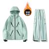 Traje de Esquí de Otoño e Invierno Cremallera Impermeable para Hombre Talla Grande Grueso con Terciopelo Pantalones Térmicos