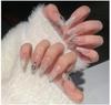 Venta caliente transfronteriza usar belleza de uñas pieza de uña Francés Perla usar uña usar parche de uña falsa fábrica cabello lacio