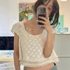 Venta de liquidación: Conjunto de Encaje Blanco para Mujer Verano 2025 Top de Manga Corta y Vestido Largo con Espalda Descubierta de Tirantes Conjunto de Dos Piezas Flet*A