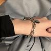 Ins Plata Sólida s925 Cadena Gruesa Cuentas Redondas Frijoles Pulsera Simple Redonda Marca Sueño Hecho Realidad para Hombres y Mujeres