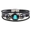 Pulsera retro europea y americana de múltiples capas de las 12 constelaciones DIY pulsera de cuero punk para pareja joyería de constelaciones