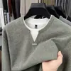 Chegada Nova Primavera 2026 Suéter Falso de Duas Peças Masculino Casual Pulôver Manga Longa Gola Redonda Tricô Masculino Dropshipping