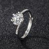 Anel de Zircônia Espumante de Um Quilate Moderno e Luxuoso para Homens e Mulheres com Anel de Diamante Simulado Diamante Anel Aberto para Dedo Indicador Aliança de Casamento Anel