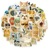 50 Peças de Adesivos de Gatinhos de Desenho Animado para Grafite Transfronteiriços, Adesivos Decorativos à Prova d'Água para Garrafas de Água e Computadores, Adesivos de Gatinhos Fofos no Atacado