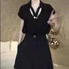Look de deusa de verão estilo sal, conjunto estiloso e sofisticado de duas peças com shorts para mulheres, popular online, top liso