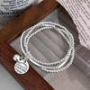 Pulsera Redonda Minimalista con Letras para Mujer, Pulsera de Bolas Irregulares Multicapa, Pulsera de Nuevo Estilo, Joyería de Nicho de Moda