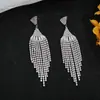 Brincos Europeus e Americanos de Moda Nova, Super Brilhantes, Cheios de Diamantes para Mulheres, Estilo Longo, High-End, Versáteis, Emagrecedores, Brincos de Franja Transfronteiriços