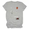 Camiseta feminina independente da Amazon, da moda, única e divertida, com caveira "well shit", balão, rosa, gola redonda e manga curta